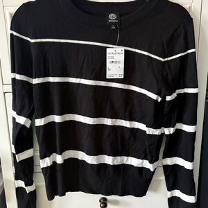 Bobeau Black and Ivory Knit Sweater Top NWT Size S